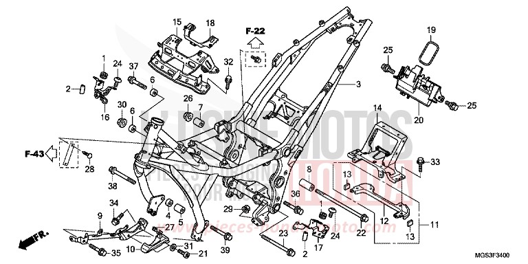 FRAME BODY for NC700X ABS DEGITAL SILVER METALLIC (NHA30) from 2013